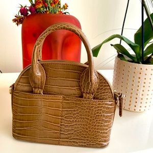 Zara Crocodile Finish Mini Purse - Tan